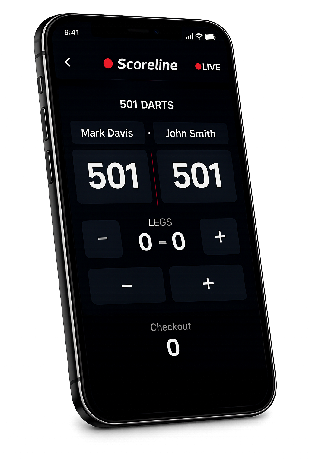 The Scoreline darts scorer on a phone