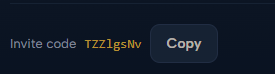 The invite code and Copy button on a club card